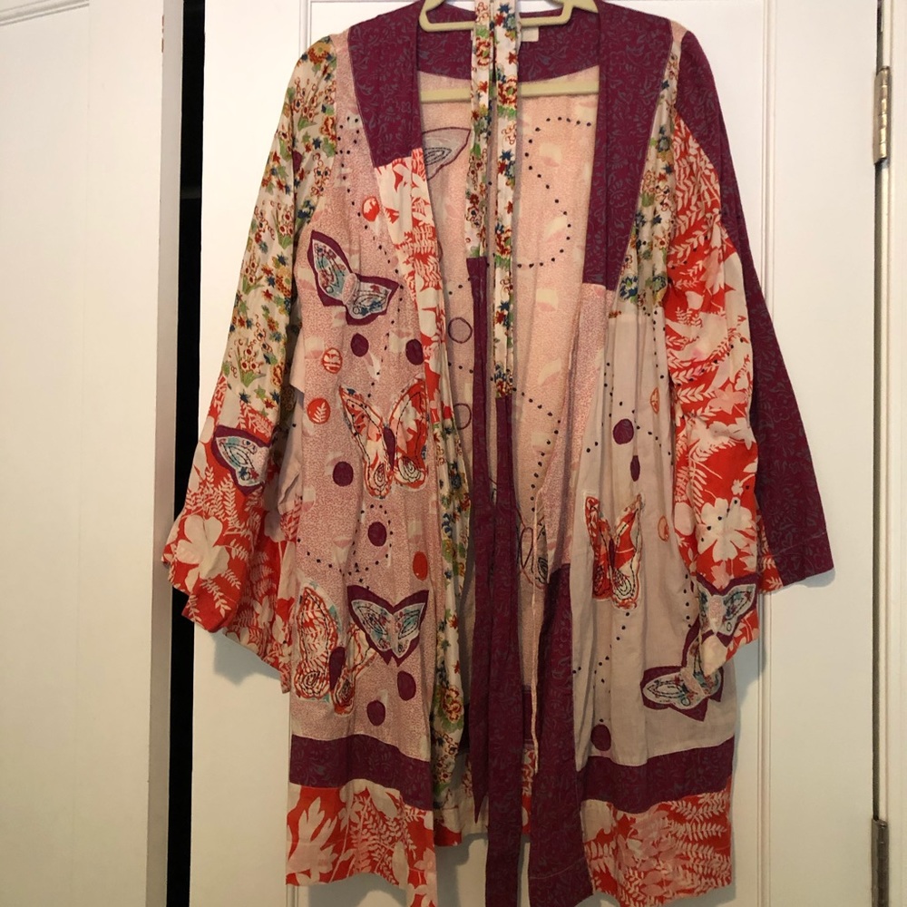 Anthropologie Boho Patchwork Butterfly Robe